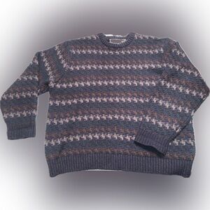 VTG Orvis Wool Blend Multicolor Chunky Knit Cozy Grandpa Fisherman Sweater XL